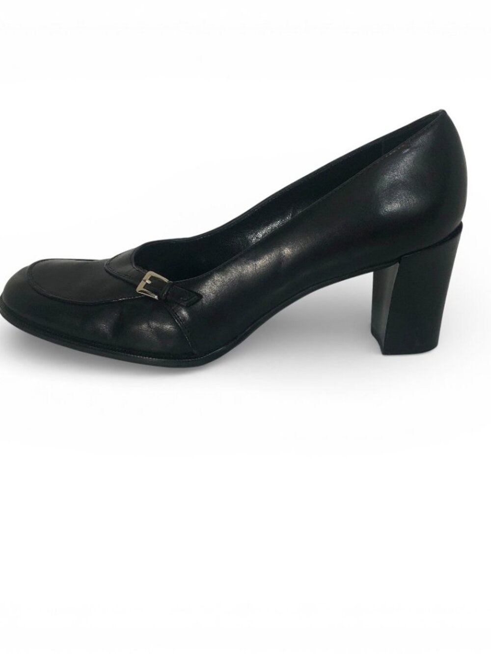 Franco Sarto Women's Classic Black Block Heel Pump Shoes  3 1/2" Heel Sz 10 1/2 - Picture 7 of 13